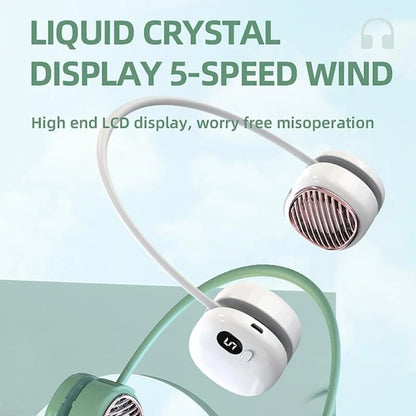 Portable Neck Fan with 5 Wind Speeds Wearable Cooling Fan Portable Hands-free Neckband Cooler for Summer Outddor