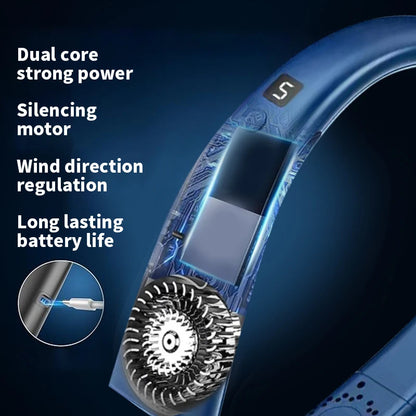 Neck fan, neck cooling device, strong wind but quiet, long battery life, summer cooling must-have item