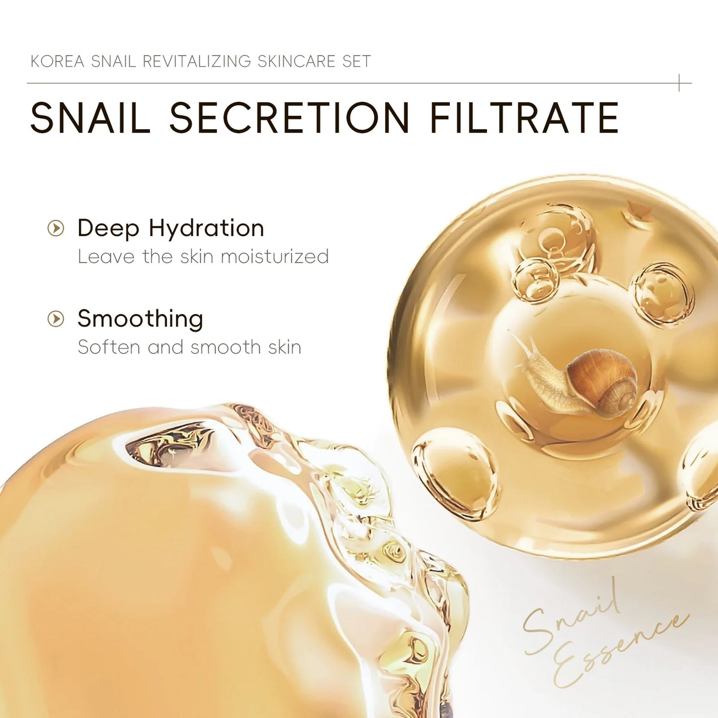 5pcs Boxed Korea Snail Skin Care Set Snail Face Cleanser Essence Cream Smoothing Toner Serum Repairing Eye Cream Collagen Set