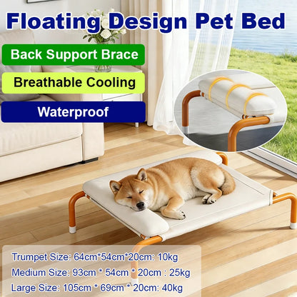 オールシーズン対応の犬用キャンプベッド、取り外し・洗濯可能、高床式で防湿性あり