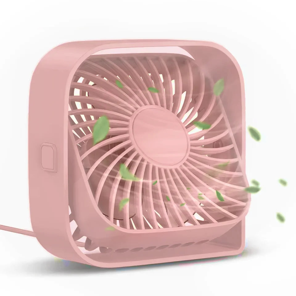 USB-powered desktop mini fan, portable desk fan with 360° rotation, suitable for offices, bedrooms, and study rooms