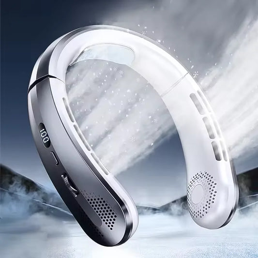 Fan 3000mA Portable Mini Hanging Neck Fan Bladeless Neckband Fan Digital Display Power Air Cooler USB Rechargeable Electric Fans