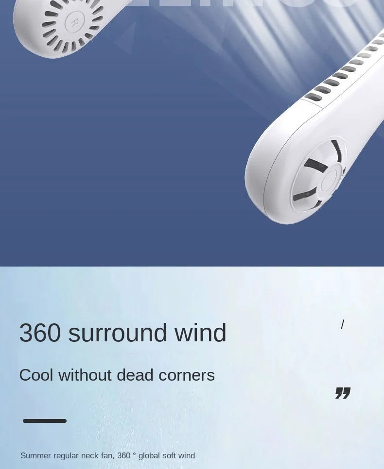 Hanging Neck Fan Portable USB Charging Mini Neck Hanging Fan Vaneless Air Cooler Outdoor Silent Multi Functional Sports Fan