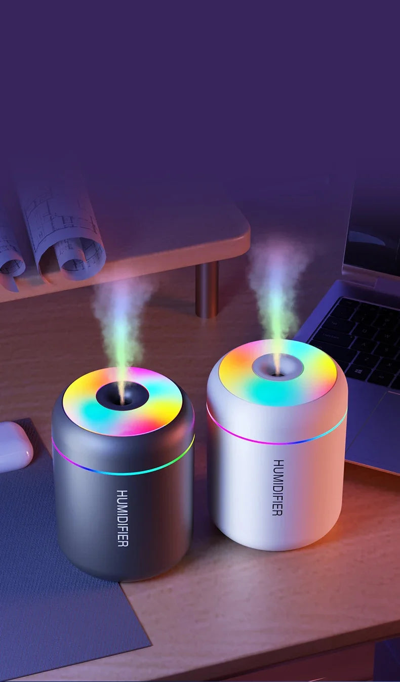 ミニ加湿器 USB給電式 180ML アロマディフューザー エッセンシャルオイル対応 アロマテラピーミストメーカー ライト付き 車内 自宅 寝室用