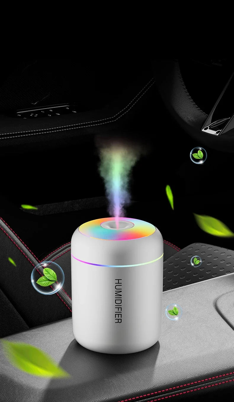 ミニ加湿器 USB給電式 180ML アロマディフューザー エッセンシャルオイル対応 アロマテラピーミストメーカー ライト付き 車内 自宅 寝室用