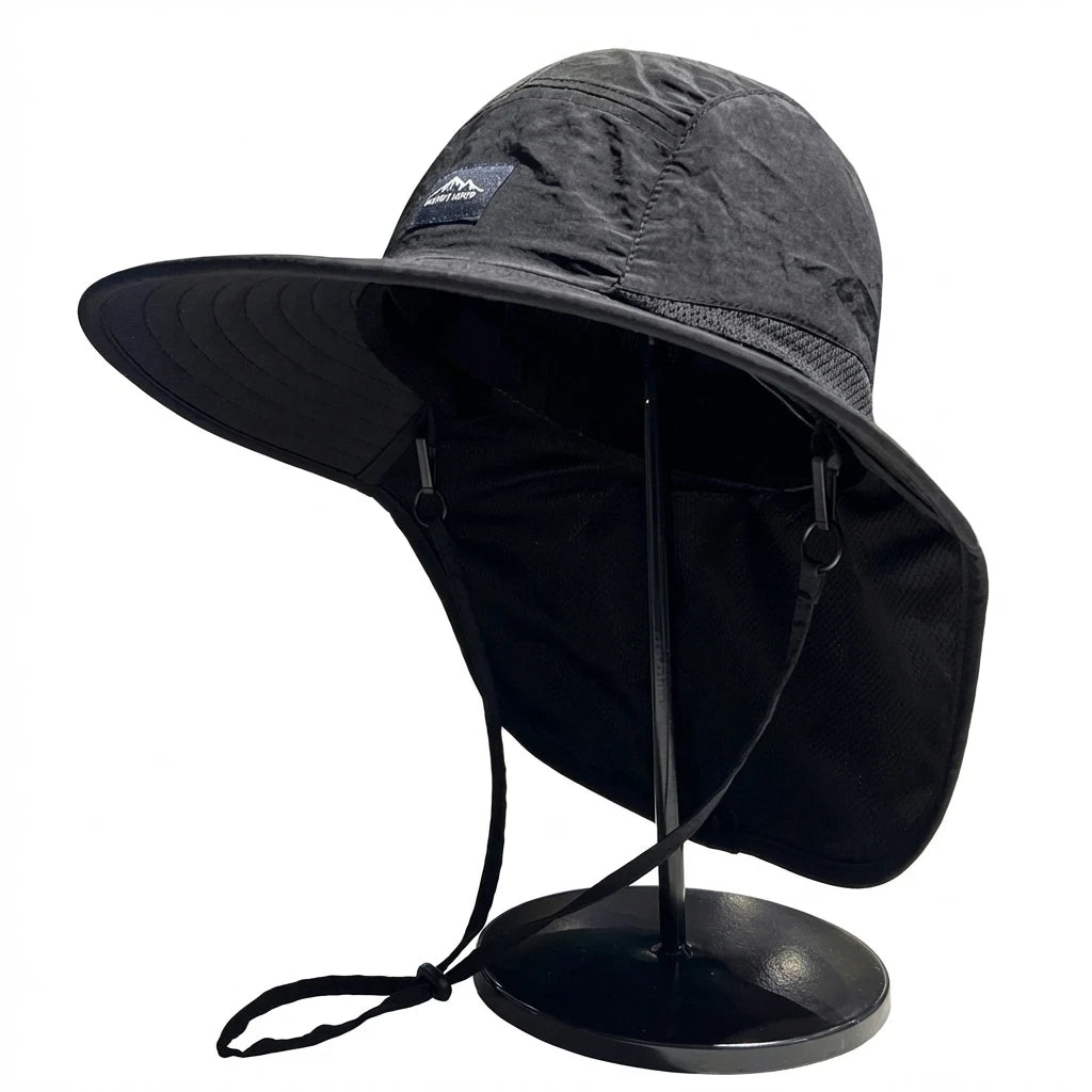 Unisex Bucket Hats Summer Wide Brim Neck Sun-Protection Outdoor Visor Quick-drying Panama Sunscreen Tied Fishing Hiking Hat