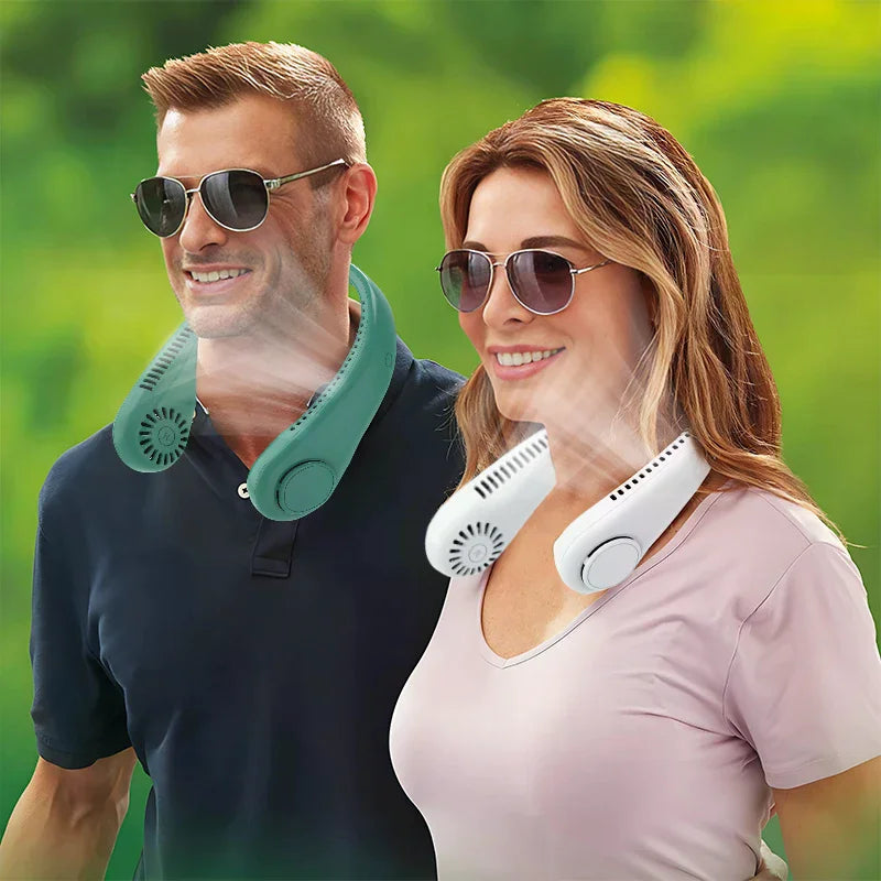 Portable Neck Fan 3 Speeds Mode Adjustable Stretchable Neck Fan Blow Air For Cooling Hand Free 4000mAh Rechargeable