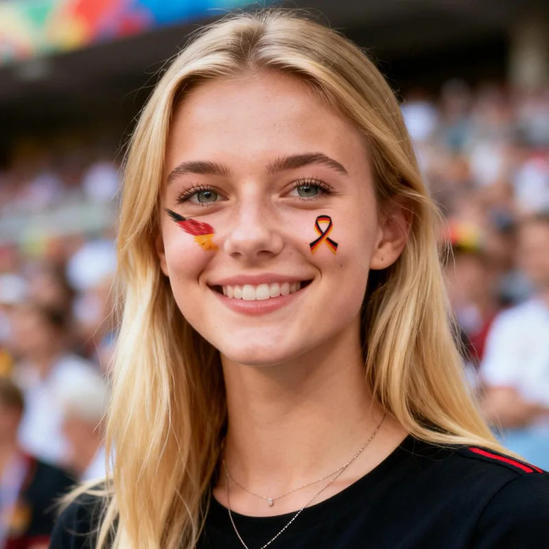 Germany Flag Temporary Tattoo Sticker, Long-lasting and Waterproof, Festival, Football, Soccer Fan Face Stickers, Arm, Face