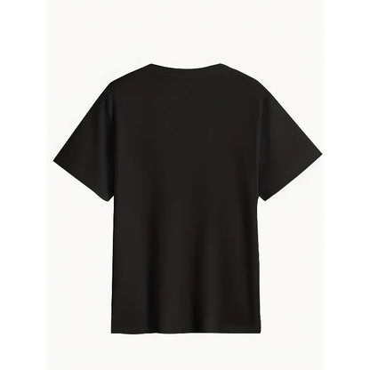 Men's T-shirt - Black Casual Short-sleeved Top with White and Red Wing Design, Suitable for Daily Wear, Gym Trips and Parties