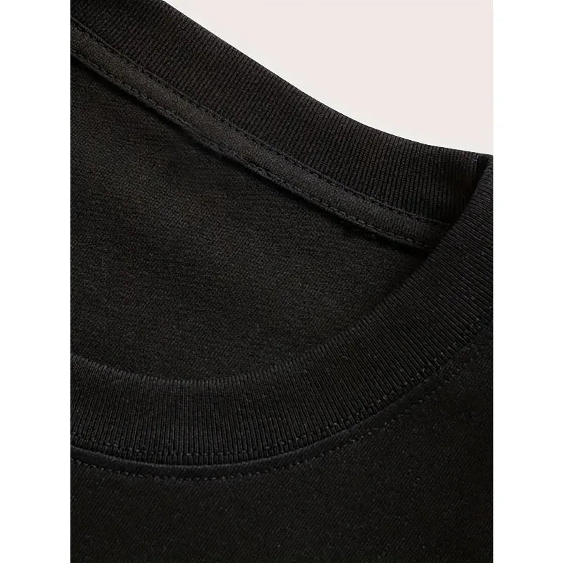 Men's T-shirt - Black Casual Short-sleeved Top with White and Red Wing Design, Suitable for Daily Wear, Gym Trips and Parties