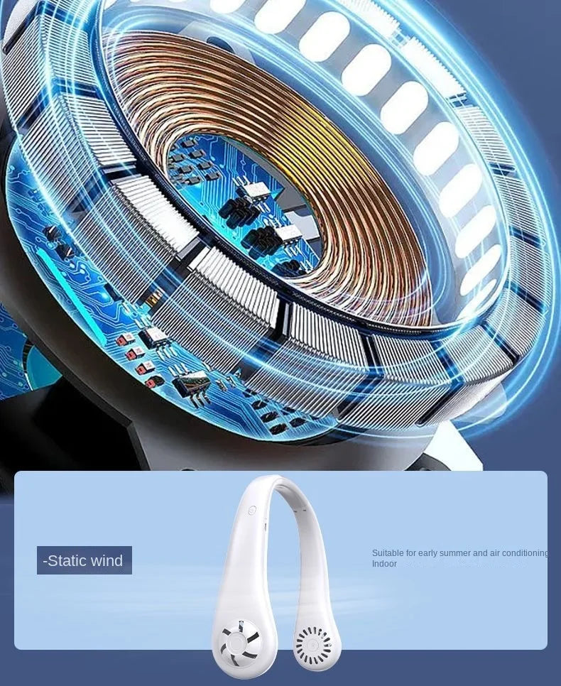 Hanging Neck Fan Portable USB Charging Mini Neck Hanging Fan Vaneless Air Cooler Outdoor Silent Multi Functional Sports Fan