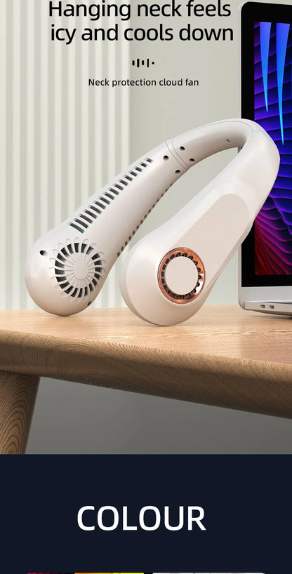 Hanging Neck Fan Digital Display Power Ventilador Bladeless Neckband Fan Portable Mini Air Cooler USB Rechargeable Electric Fans