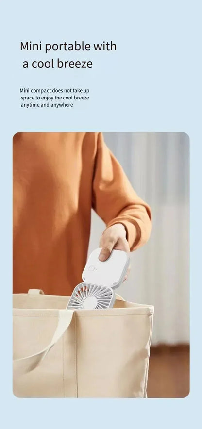 Portable Neck Fan Foldable Mini Handheld Fan with Power Bank USB Rechargeable Small Hand Fan Hanging Neck Fan Folding Desk Fan
