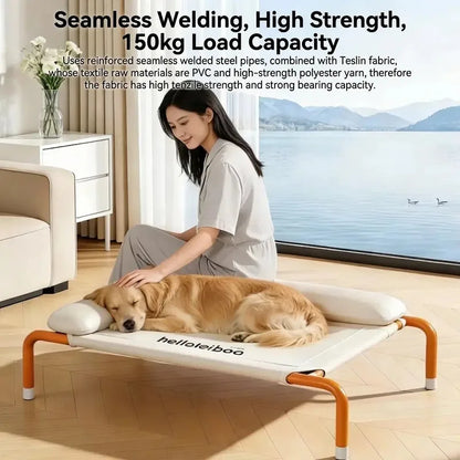 オールシーズン対応の犬用キャンプベッド、取り外し・洗濯可能、高床式で防湿性あり