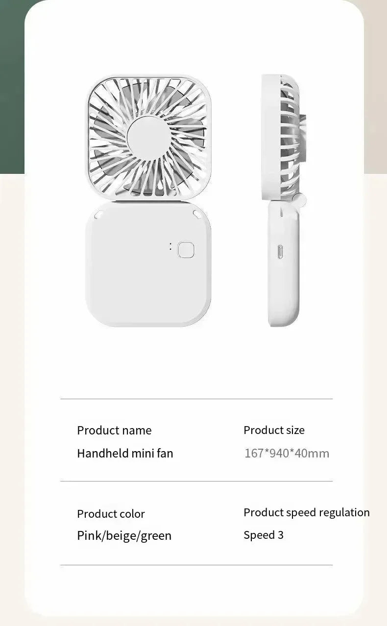 Portable Neck Fan Foldable Mini Handheld Fan with Power Bank USB Rechargeable Small Hand Fan Hanging Neck Fan Folding Desk Fan