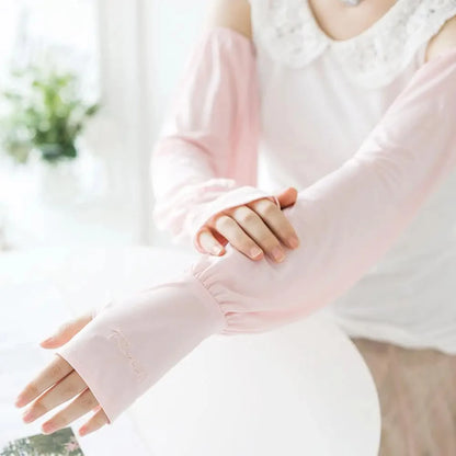 Summer Loose Sunscreen Driving Ice Silk Sleeve Female Long Length UV Protection Arm Arm Glove Sleeves Super Soft Breathable
