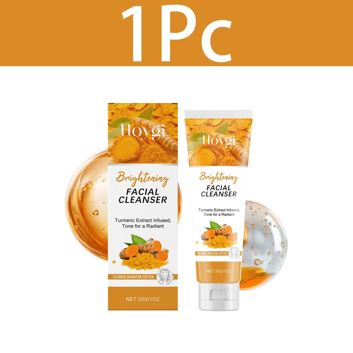 Turmeric Cleanser Moisturize Facial Brightening Skin Tone Daily Face Wash Foam Skincare Deep Clean Blackhead Removal Oil Control