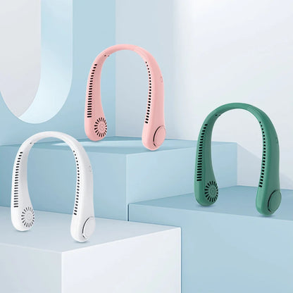 Portable Neck Fan 3 Speeds Mode Adjustable Stretchable Neck Fan Blow Air For Cooling Hand Free 4000mAh Rechargeable