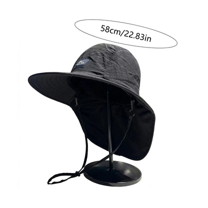 Unisex Bucket Hats Summer Wide Brim Neck Sun-Protection Outdoor Visor Quick-drying Panama Sunscreen Tied Fishing Hiking Hat