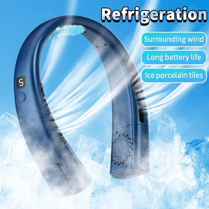 Neck fan, neck cooling device, strong wind but quiet, long battery life, summer cooling must-have item