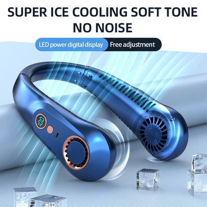 Hanging Neck Fan Digital Display Power Ventilador Bladeless Neckband Fan Portable Mini Air Cooler USB Rechargeable Electric Fans