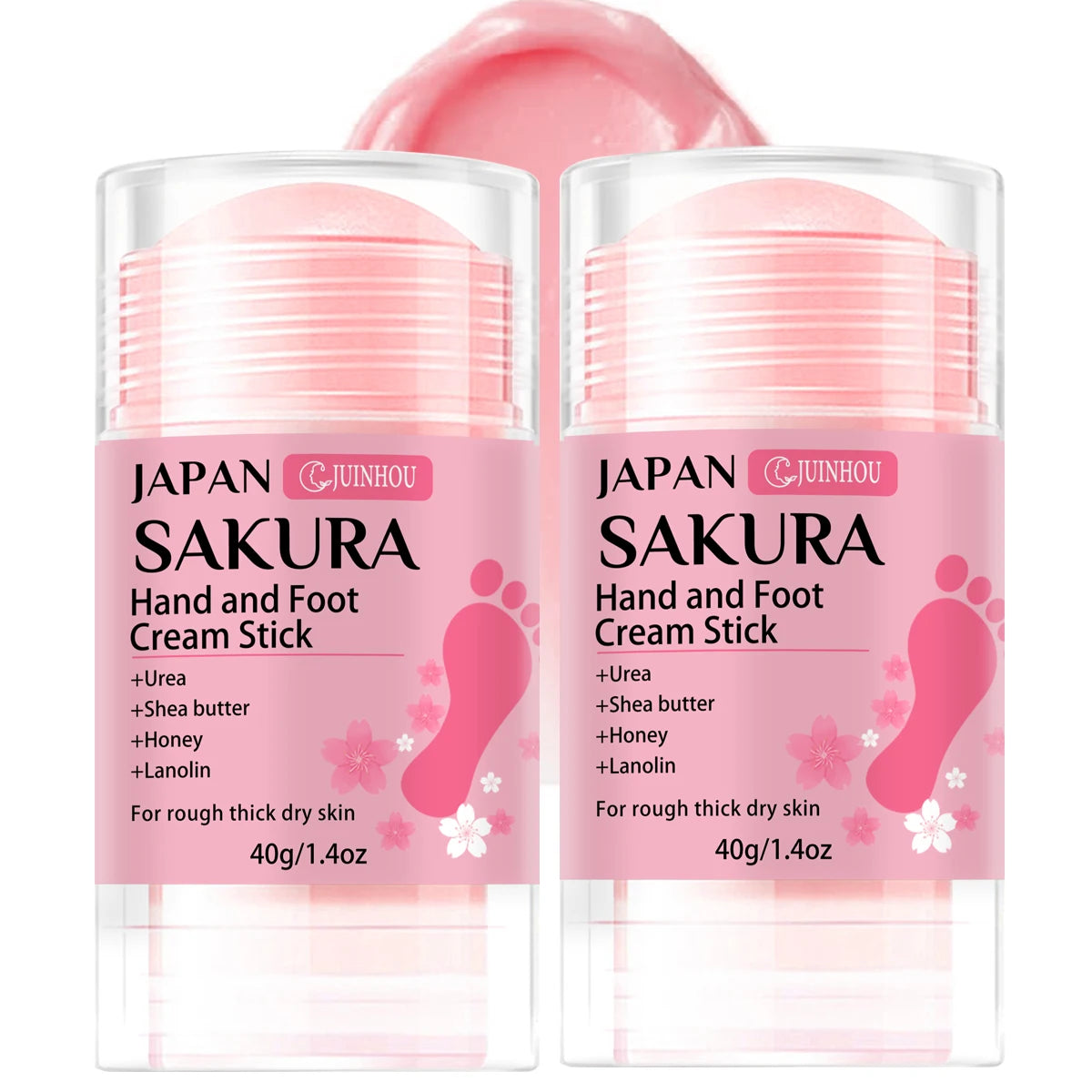 JUINHOU 60%尿素+2%サリチル酸 桜の香り ハンド＆フットクリームスティック 深部保湿・乾燥肌ケア・かかと保護