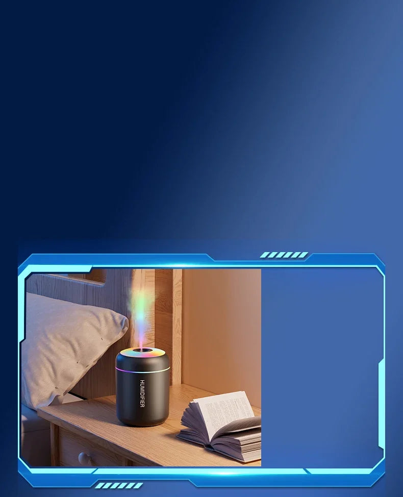 ミニ加湿器 USB給電式 180ML アロマディフューザー エッセンシャルオイル対応 アロマテラピーミストメーカー ライト付き 車内 自宅 寝室用