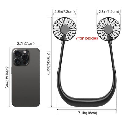首掛け扇風機 充電式 1200mAh 3段階風量 ハンズフリー ウェアラブル扇風機 ポータブル パーソナル冷却ファン 旅行 アウトドアに最適 大ヒット商品